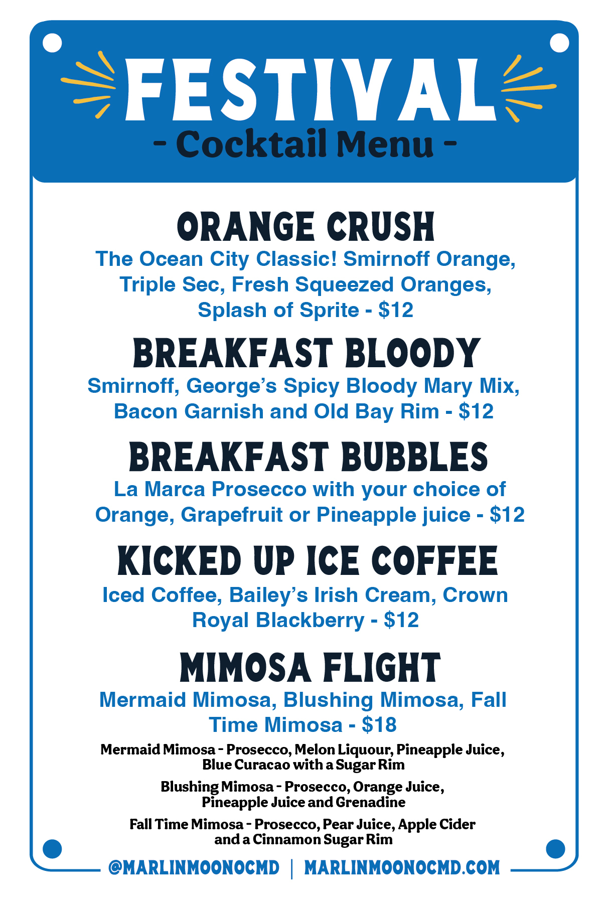 Marlin Moon Concert Cocktails - OCMD Restaurants